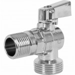 Шаровой кран латунный для подключения сантехнических приборов 1/2"x1/2" НР угловой, Tmax=110°С, Itap