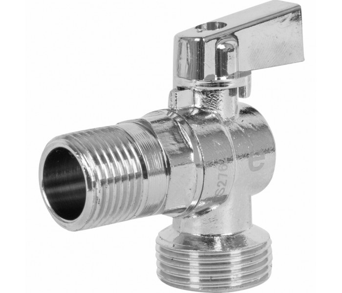 Шаровой кран латунный для подключения сантехнических приборов 1/2"x1/2" НР угловой, Tmax=110°С, Itap