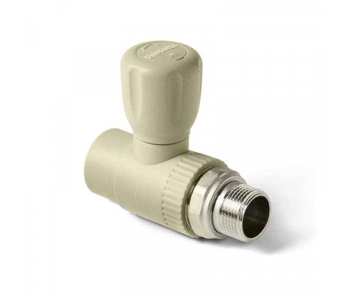Шаровой кран PPR прямой, для радиатора, 20х1/2" НР, серый, Pro Aqua