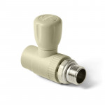 Шаровой кран PPR прямой, для радиатора, 25х3/4" НР, серый, Pro Aqua