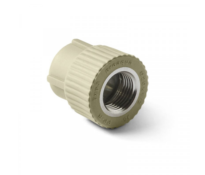 Муфта PPR комбинированная 25х1/2" ВР, серая, Pro Aqua
