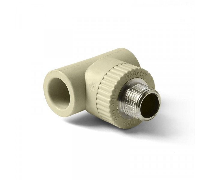Тройник PPR комбинированный 25х3/4" НР, серый, Pro Aqua