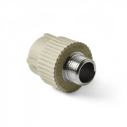 Муфта PPR комбинированная 25х3/4" НР, серая, Pro Aqua