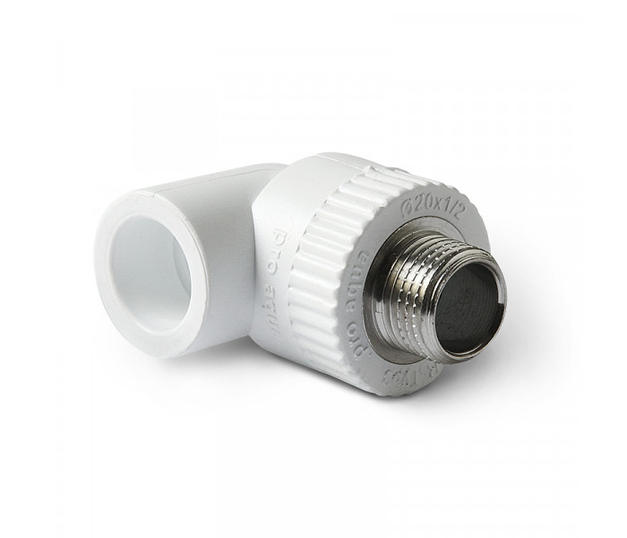 Угольник PPR комбинированный 20х1/2" НР/90°, белый, Pro Aqua