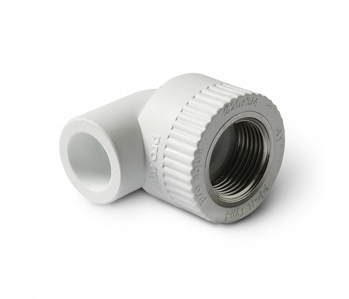 Угольник PPR комбинированный 25х1/2" ВР/90°, белый, Pro Aqua